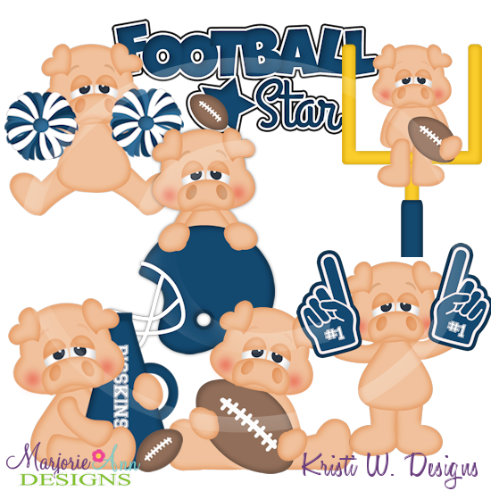 Pigskins Football SVG Cutting Files Includes Clipart - Click Image to Close